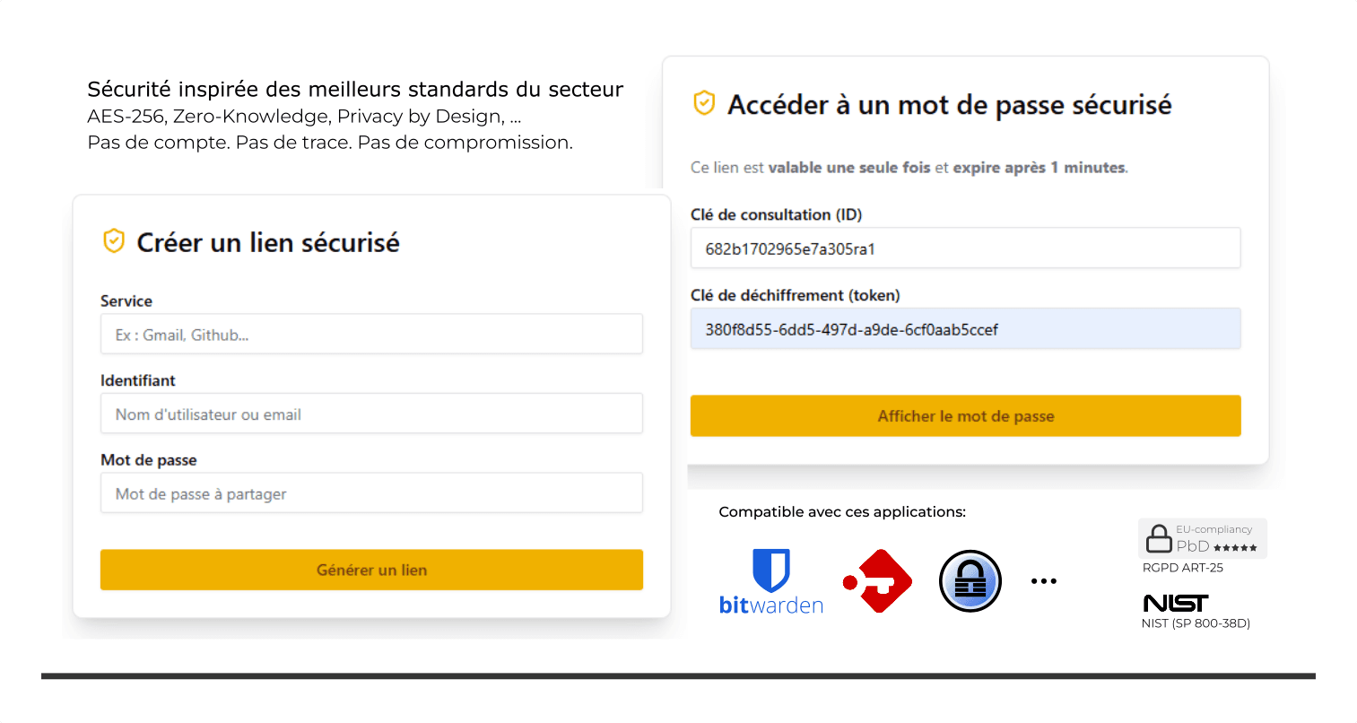 PassLink — Interface de partage